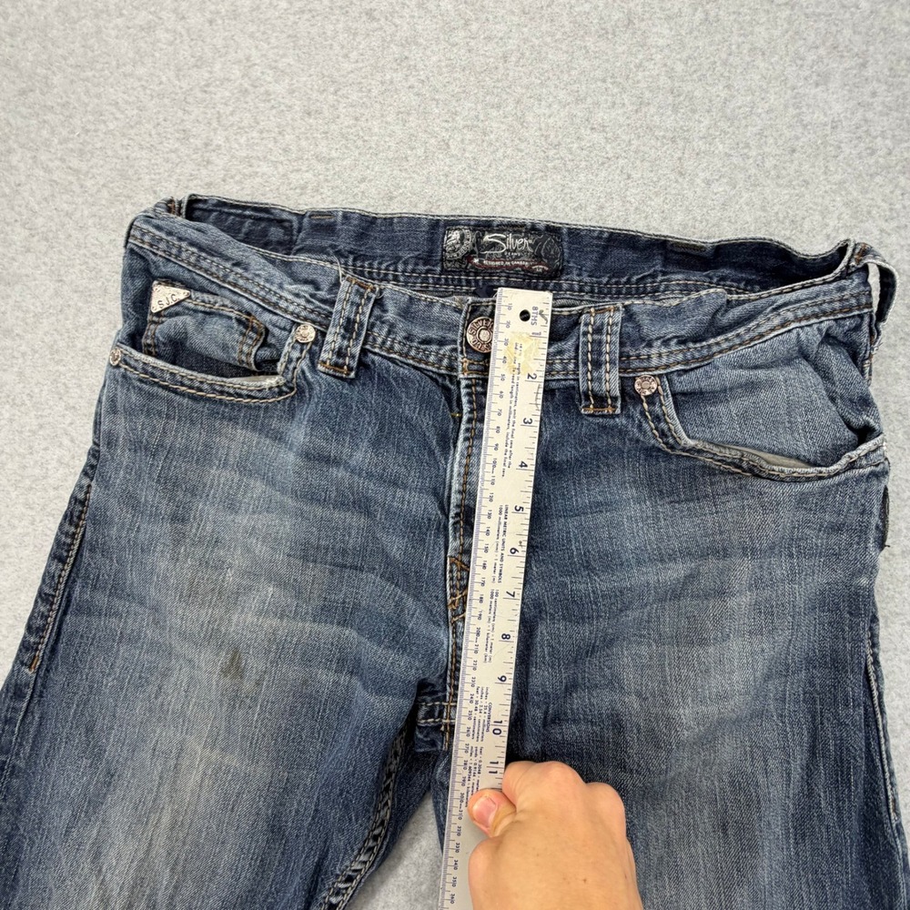 Silver Jeans Co Zac Relaxed Straight Leg Blue Distressed Jeans Mens 34x32 - Picture 5 of 11